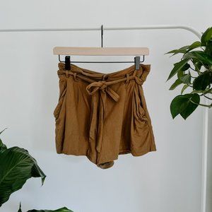 Zara Trafaluc Bow Tie Olive Green Shorts